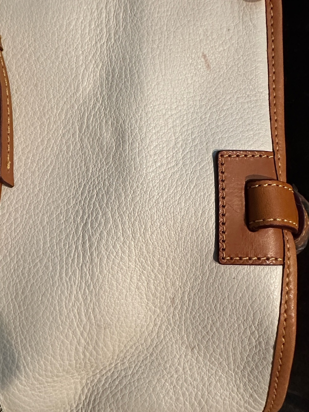 Dooney & Bourke White Pebble Leather Tote with Tan Trim - Picture 15 of 15